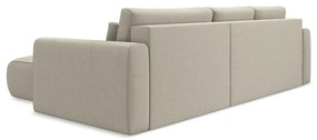 Divano angolare beige allungabile/con contenitore (con penisola a destra/con chaise lounge) con rivestimento in velluto Kapua – Makamii