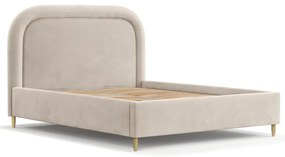 Letto matrimoniale imbottito beige con spazio contenitivo e rete 160x200 cm Mija - Maison de Rêve