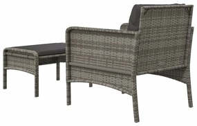 Set di Divani da Giardino 2 pz con Cuscini in Polyrattan Grigio