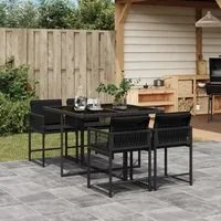 Set da Pranzo da Giardino 5 pz Nero con Cuscini in Polyrattan 3211435