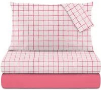 Completo letto matrimoniale quadretti rosa