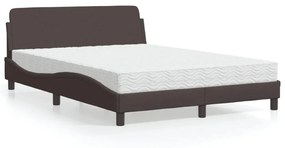 Letto Con Materasso Marrone Scuro 140x200cm Tessuto /
