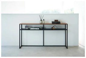 Tavolo consolle nero/in marrone scuro con effetto frassino 20,5x126 cm Tower - YAMAZAKI