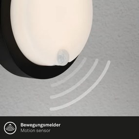 Brilo - Lampada da parete LED ricaricabile per esterni con sensore, 4W, 5V, batteria 4400 mAh, IP44, nera