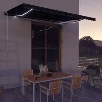 Tenda da Sole Retrattile Manuale con LED 600x300 cm Antracite 3051248