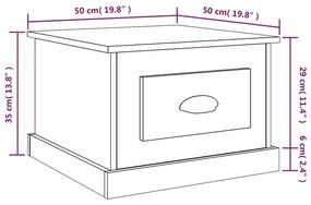 Tavolino da Salotto Grigio Cemento 50x50x35cm Legno Multistrato