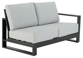 Divano da giardino con cuscino grigio e braccioli Athena NATERIAL da 2 posti, struttura in alluminio nero seduta in alluminio grigio, L 160 x H 88 x P 88 cm