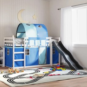 Letto A Castello Con Scivolo E Tende Blu 90x190 Cm /