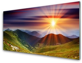 Pannello paraschizzi cucina Paesaggio di montagne al tramonto 100x50 cm