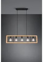 Lampadario Agra Gabbia Rettangolare Legno 5 Luci Legno Naturale E Nero Trio Lighting