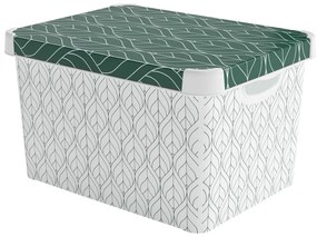 Scatola con coperchio bianca/verde in plastica 39,5x29,5x25 cm L – Curver