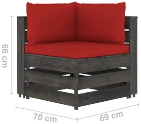 Divano da Giardino 4 Posti con Cuscini Legno Impregnato Grigio