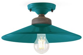Plafoniera Vintage Colors Ferro E Ceramica Verde Petrolio 1 Luce E27