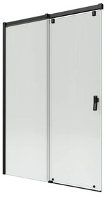 Porta doccia scorrevole Neo L 140 x H 200cm, Sp. 8 mm in vetro scanalato profilo nero