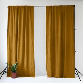Tenda giallo ocra marrone in lino 140x330 cm Bronze – Linen Tales