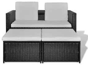 Set Divani da Giardino 4 pz con Cuscini in Polyrattan Nero