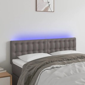 Testiera A Led Grigio 144x5x78/88 Cm İn Similpelle /