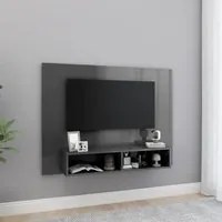 Mobile Porta TV a Muro Grigio Lucido 120x23,5x90cm Truciolato 808277