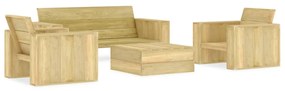 Set divani da giardino 4 pz in legno di pino impregnato