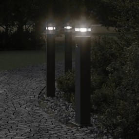 Lampada Da Terra Per Esterni Con Sensore Nera 80cm İn Alluminio /