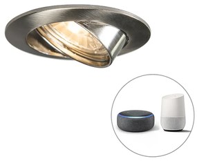 Faretto da incasso intelligente nero con WiFi GU10 orientabile - Edu