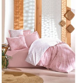Set copripiumino e federa bianco/rosa in cotone renforcé per letto singolo 140x200 cm Soft Geometry – Mila Home Luxury