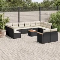 Set Divani da Giardino 13pz con Cuscini Nero in Polyrattan 3226448