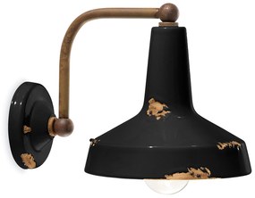 Applique Vintage Ceramica Nera Curva 1 Luce E27