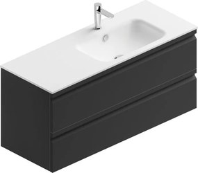 Mobile bagno sospeso con lavabo L 120 x H 56 x P 46 cm grigio grafite opaco in mdf 2 cassetti per vasca a destra Pull