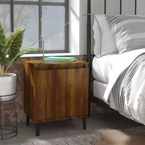 Comodini Con Gambe İn Metallo Rovere Marrone 40x30x50 Cm /