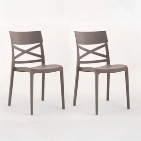 Sedia da giardino London Cross NEW GARDEN tortora, set da 2 pezzi