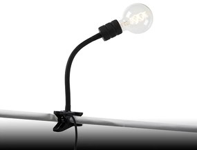 Lampada da tavolo a morsetto moderna nera con braccio flessibile - Cavalux