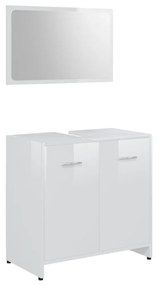 Set mobili da bagno 4 pz bianco lucido in truciolato