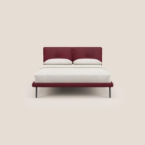Ibuki letto con cuscini trapuntati regolabili e piedi in mogano in tessuto fiammato impermeabile T03 rosso