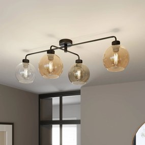 TK Lighting Plafoniera Cubus a 4 luci trasparente/ambra/grigio