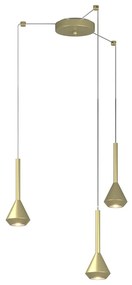 Lampadario Moderno Aygo Metallo Ottone 3 Luci Gu10