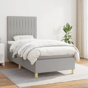 Giroletto A Molle Con Materasso Grigio Chiaro 90x190 Cm Tessuto /