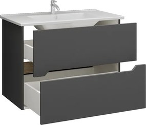 Kamalu - Mobile bagno nero grafite matt 85 cm con lavabo incasso | LAC-ARES-85