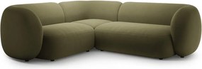 Divano angolare verde (con penisola a sinistra/a L) con rivestimento in velluto Kate – Micadoni