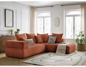 Divano angolare color terracotta (penisola a destra/a L) con rivestimento in ciniglia Whesley – Bobochic Paris