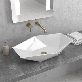 Kamalu - lavabo da appoggio 64cm esagonale bianco | litos-k64