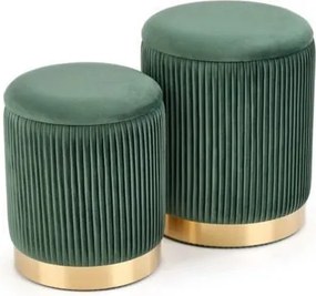 Set di Pouf imbottiti Monty in verde/oro