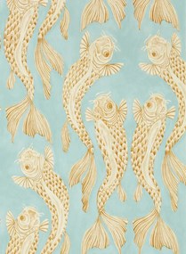 Sanderson Carta da parati Voyaging Koi - Clear Sky/ Persimmon