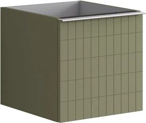 Cassettiera Pixel con 1 cassetto frontale Grid laccato opaco verde salvia e maniglia alluminio brillante ante L.40 H.40 P.45,5 cm.