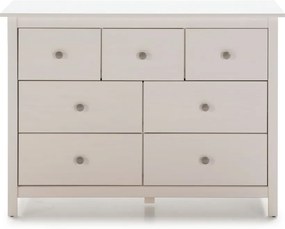 Cassettiera bassa bianca in legno di pino massiccio 110x80 cm Berna - Marckeric