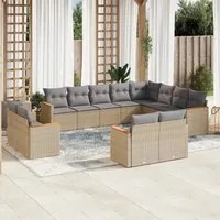 Set Divano da Giardino 12 pz con Cuscini Beige Misto Polyrattan 3226514