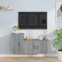 Set Mobili Porta TV 2 pz Grigio Sonoma in Legno Multistrato 3188468