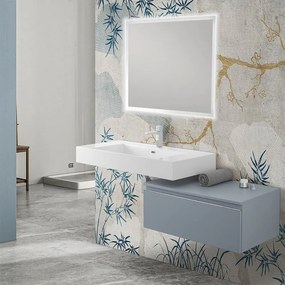 Mobile bagno sospeso 80 con lavabo 100  blu pastello e specchio   Iside