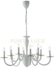 Lampadario armstrong bianco e oro 10 luci attacco e14 92x150cm in m...