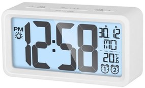 Sencor - Sveglia con display LCD e termometro 2xAAA bianco